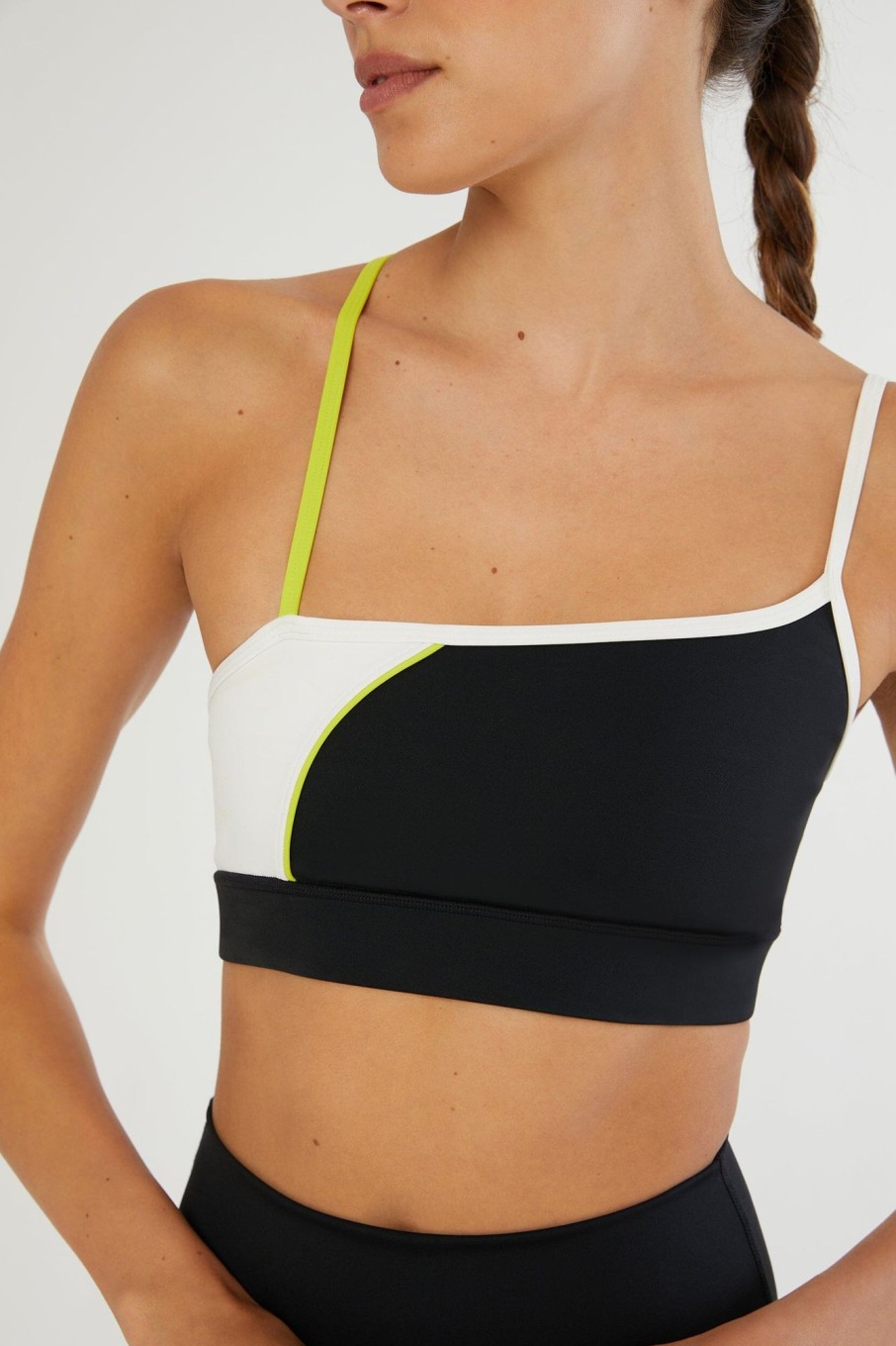 Tops IVL Collective | One Shoulder Bra Black/White/Lime