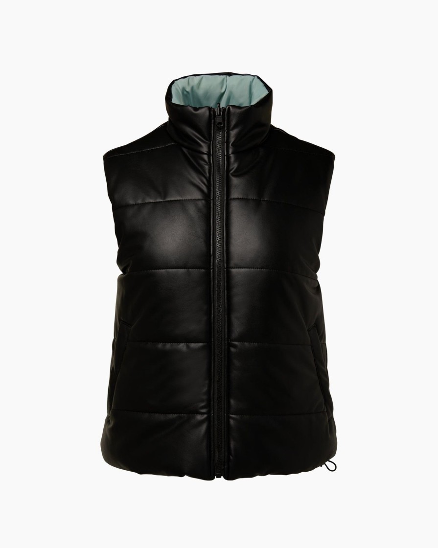 Tops IVL Collective | Reversible Puffer Vest Jet Black Harbor Gray