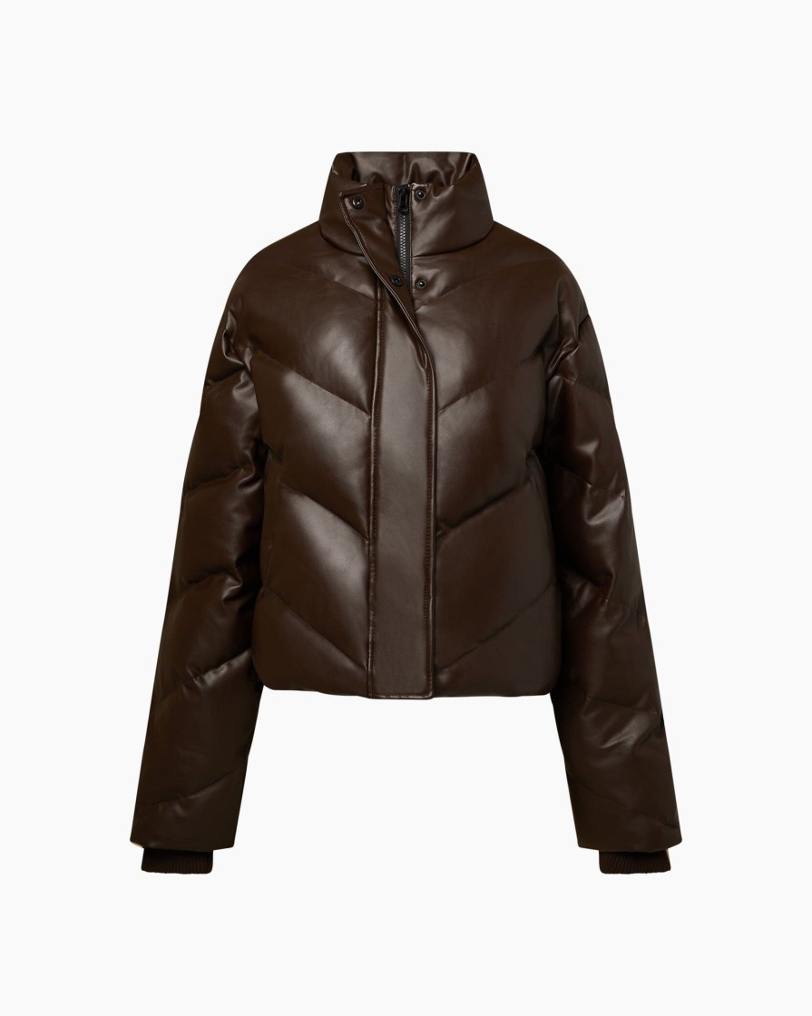 Tops IVL Collective | Leather Puffer Jacket Java