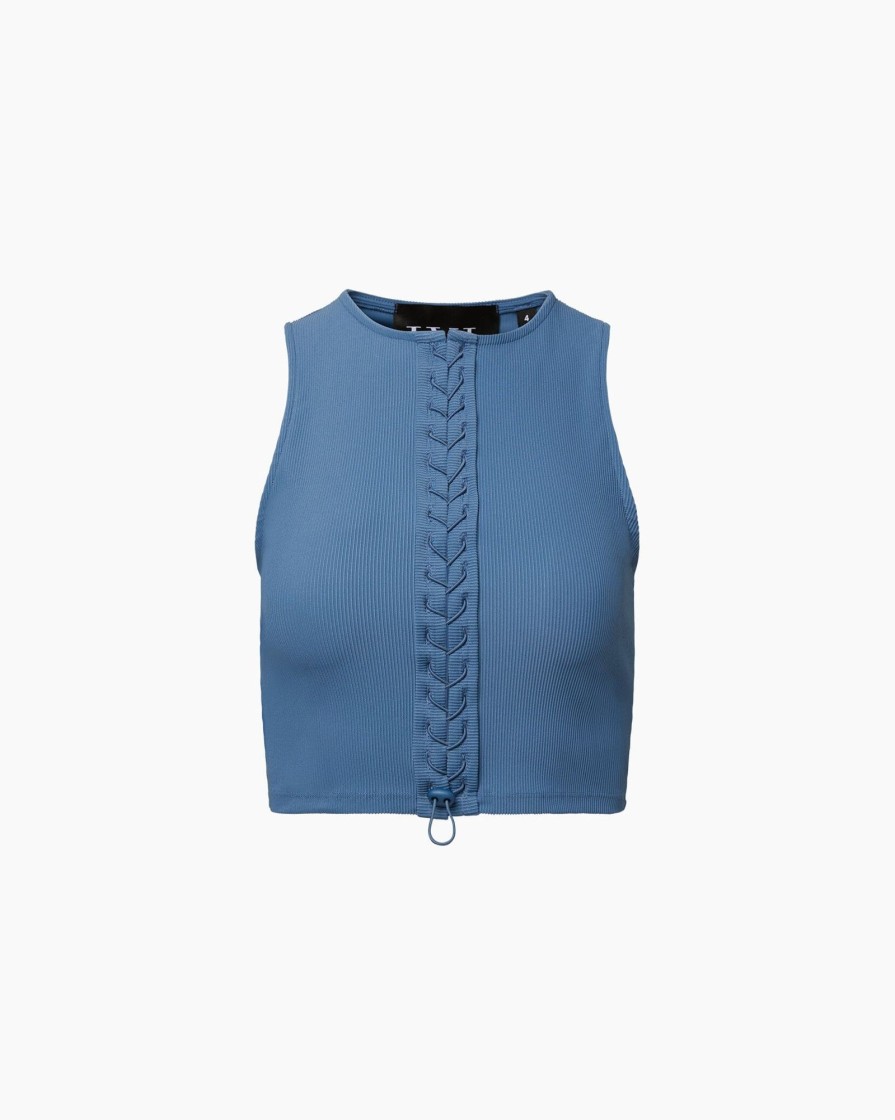 Tops IVL Collective | Lace Up Tank Coronet Blue