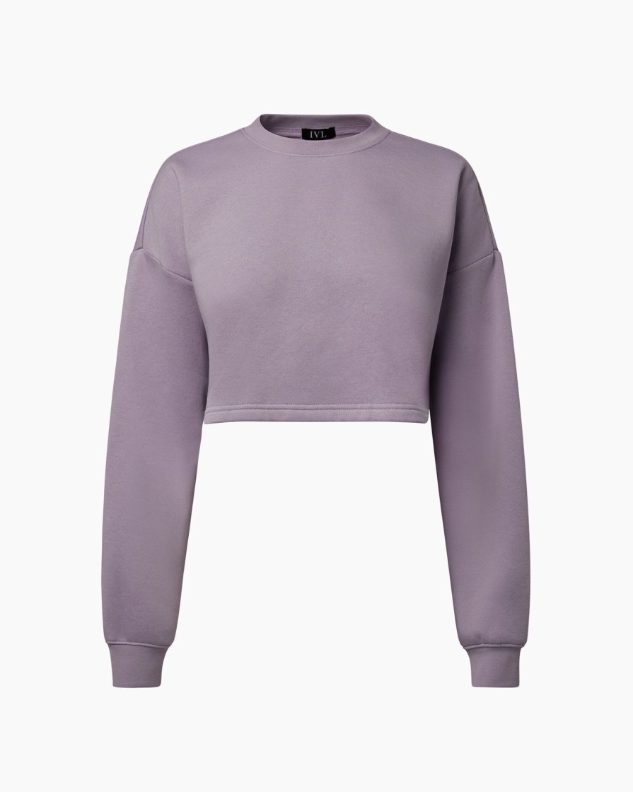 Tops IVL Collective | Cropped Crewneck Sweatshirt Orchid