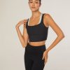 Tops IVL Collective | Ribbed Bra Jet Black Harbor Gray