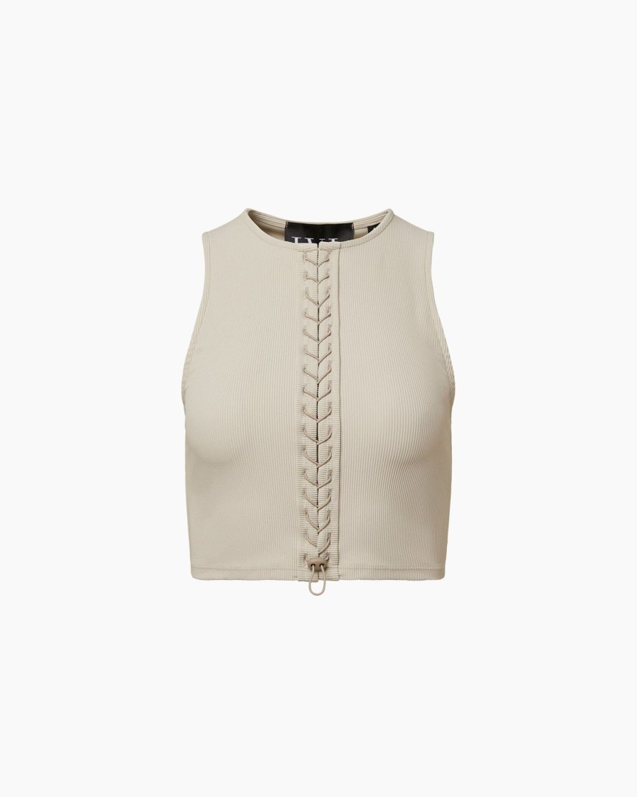 Tops IVL Collective | Lace Up Tank Pumice Stone