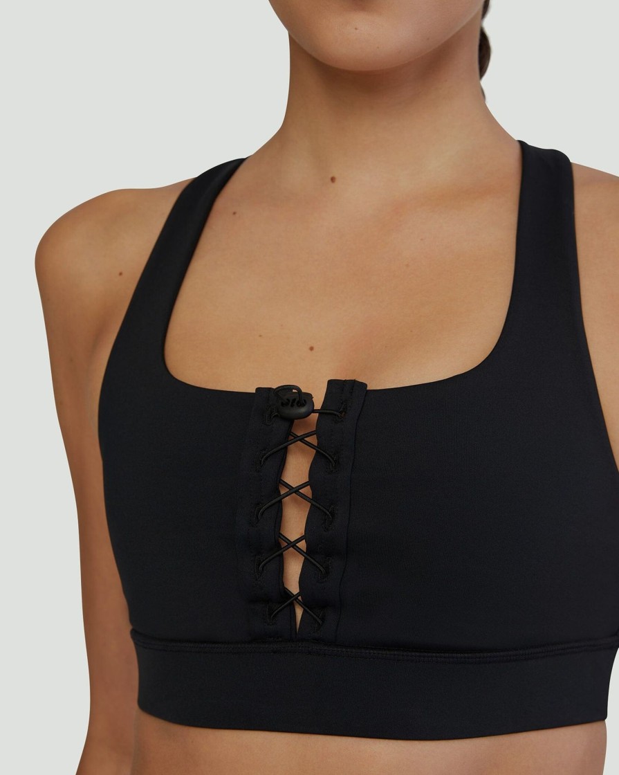 Tops IVL Collective | Lace Up Bra Jet Black