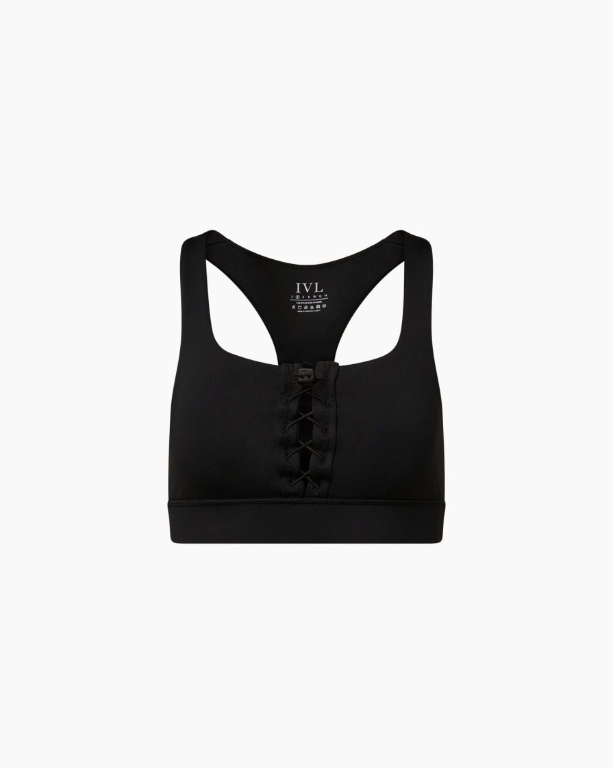 Tops IVL Collective | Lace Up Bra Jet Black