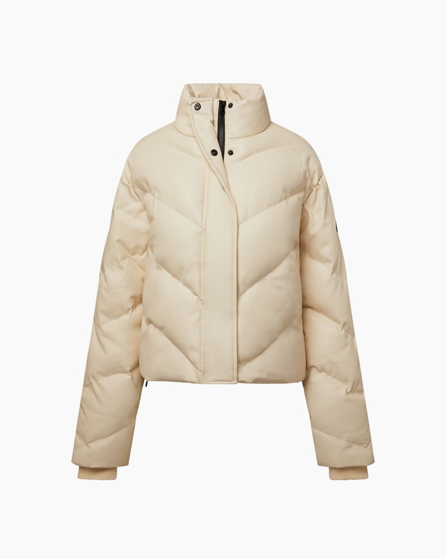 Tops IVL Collective | Leather Puffer Jacket Cream