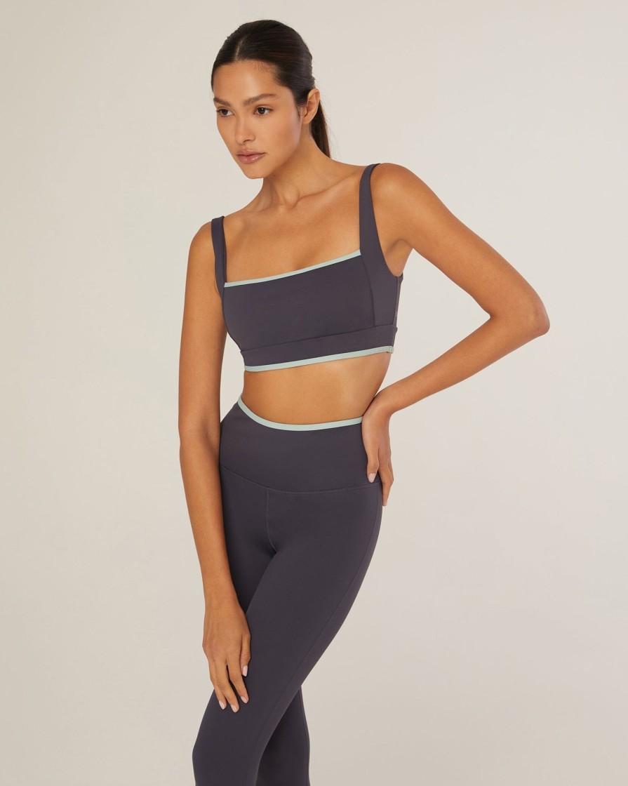 Tops IVL Collective | Contrast Square Neck Bra Odyssey Gray/Harbor Gray