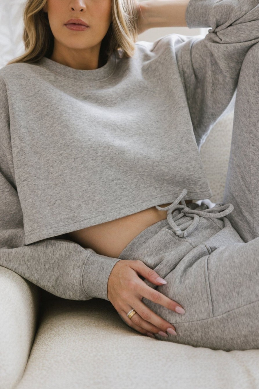 Tops IVL Collective | Cropped Crewneck Sweatshirt Heather Grey