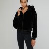 Tops IVL Collective | Faux Fur Bomber Jacket Jet Black