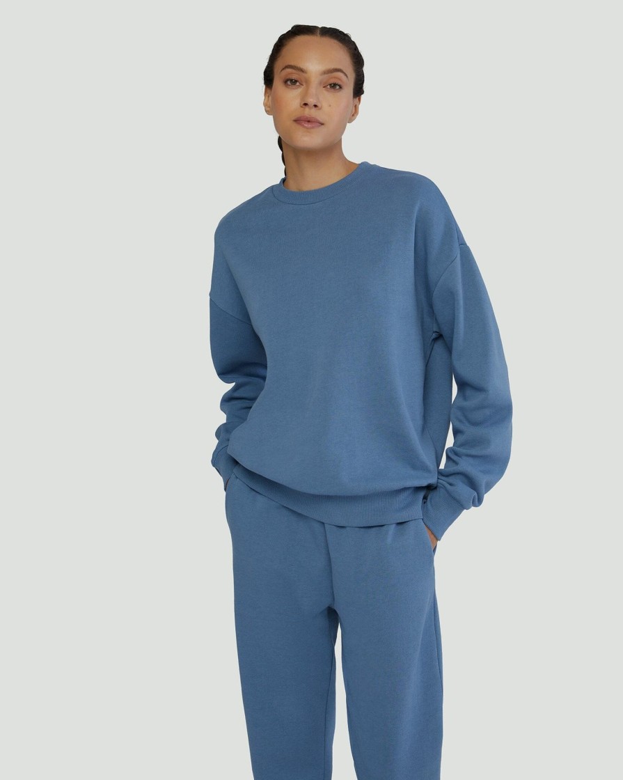 Tops IVL Collective | French Terry Crewneck Sweatshirt Coronet Blue