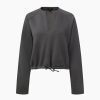 Tops IVL Collective | Drawstring V-Neck Pullover Charcoal