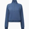 Tops IVL Collective | Cropped Half-Zip Sweatshirt Moonlight