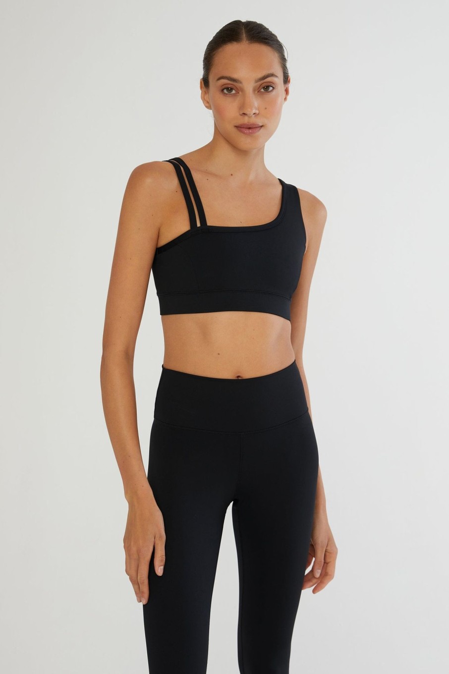 Tops IVL Collective | Curved One Shoulder Bra Jet Black