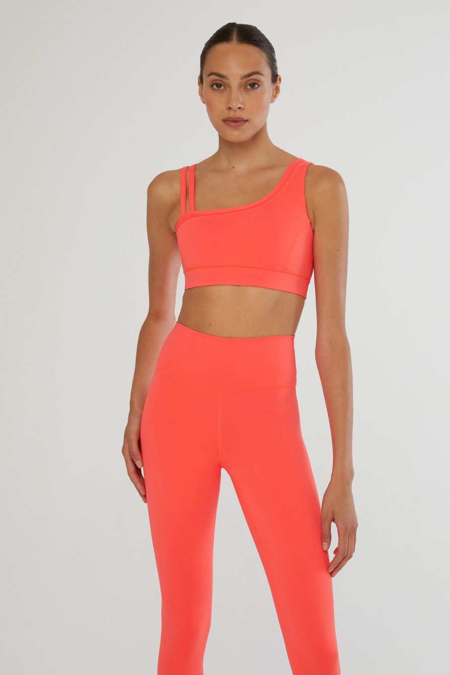 Tops IVL Collective | Curved One Shoulder Bra Fiery Coral