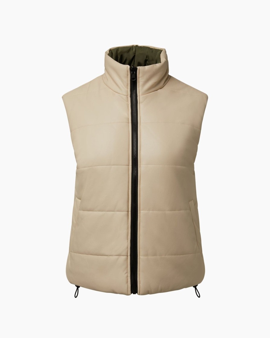 Tops IVL Collective | Reversible Puffer Vest White Gray De Lichen Green