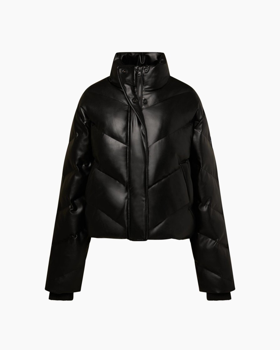 Tops IVL Collective | Leather Puffer Jacket Jet Black