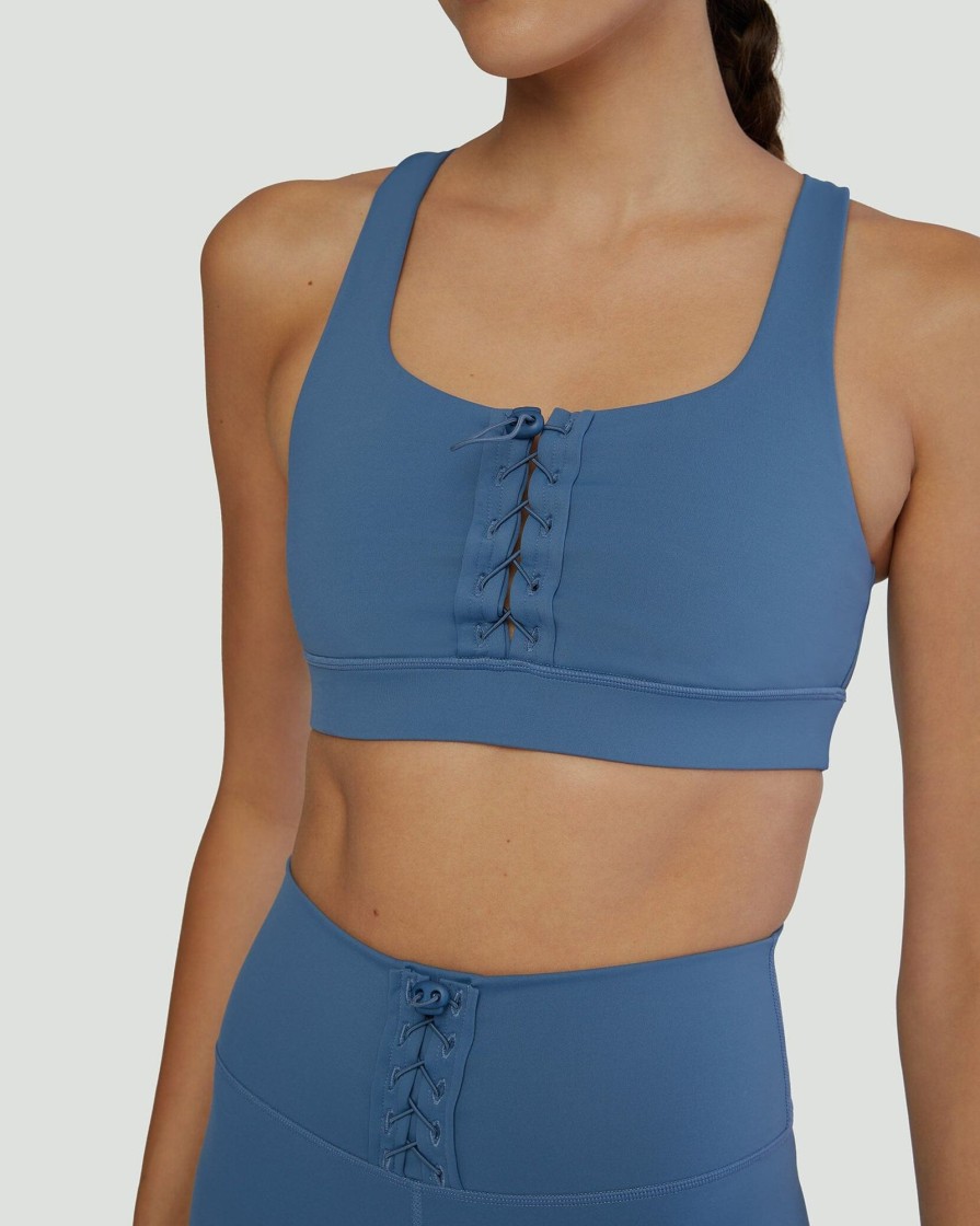 Tops IVL Collective | Lace Up Bra Coronet Blue