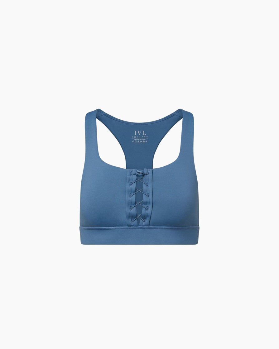 Tops IVL Collective | Lace Up Bra Coronet Blue