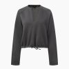 Tops IVL Collective | Drawstring V-Neck Pullover Charcoal