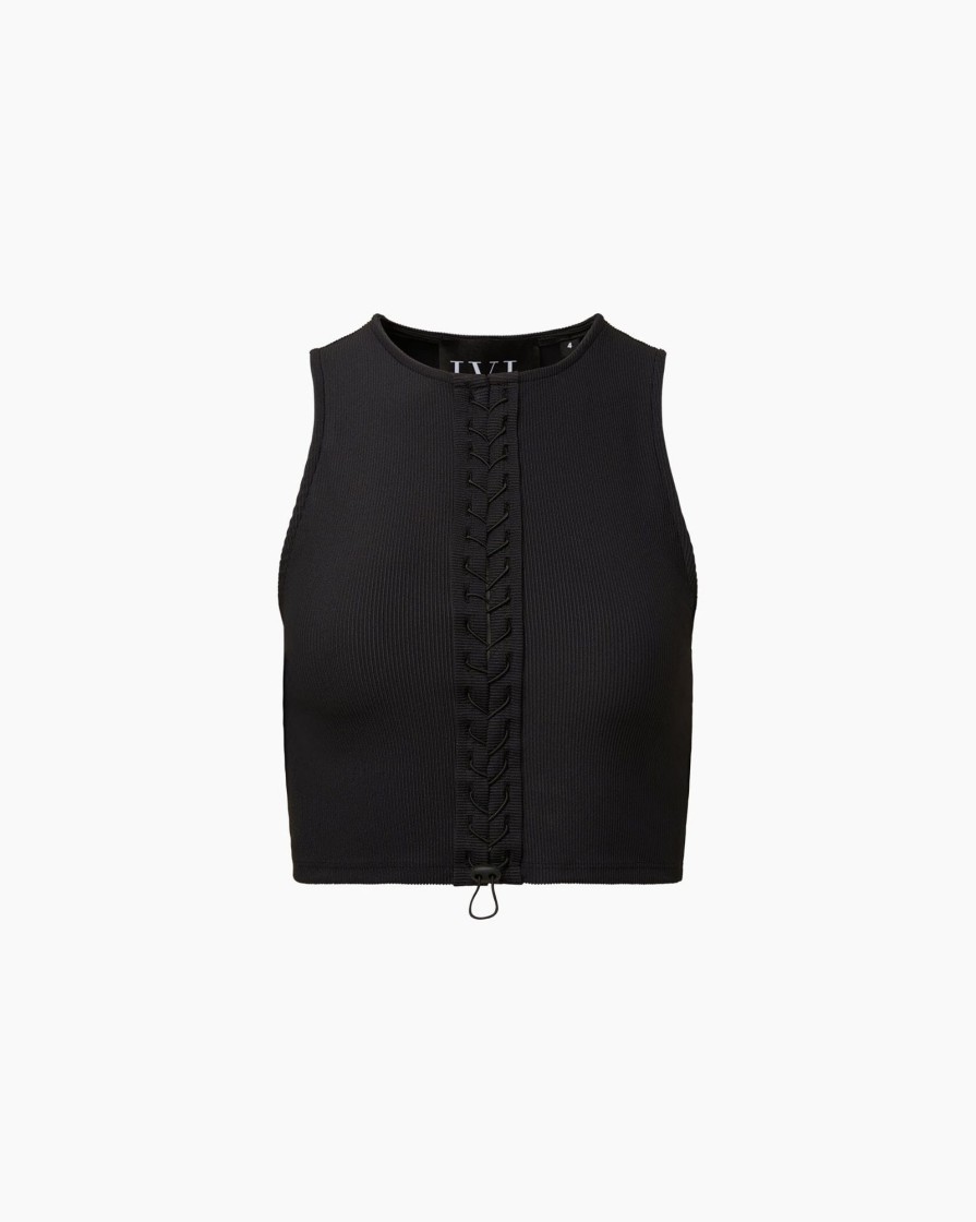 Tops IVL Collective | Lace Up Tank Jet Black